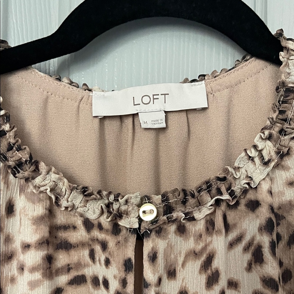 LOFT Animal Print Ruffle Dress - Picture 3 of 8
